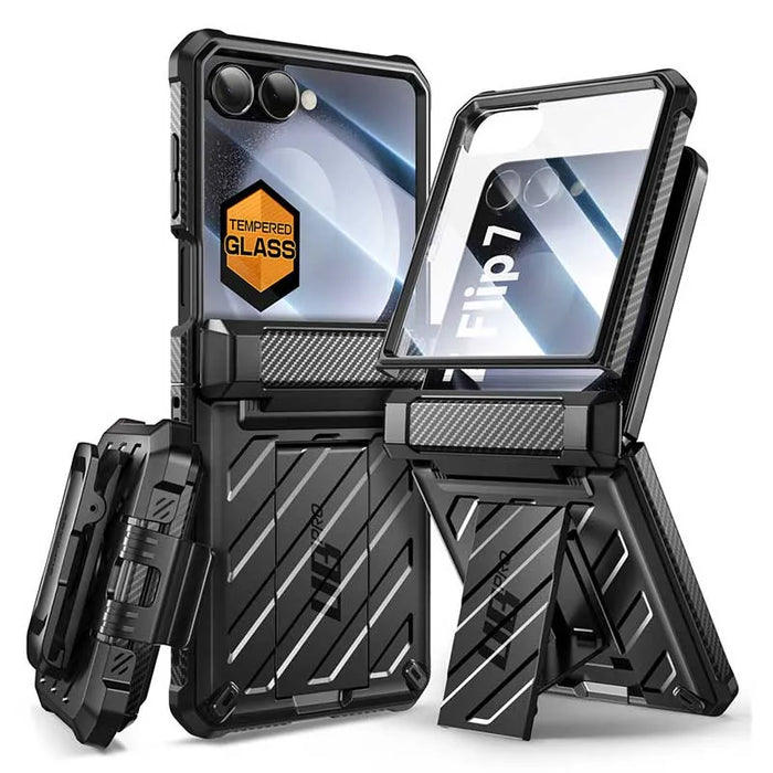 For Samsung Galaxy Z Flip 7 Ub Pro Full Body Military-Grade Phone Case With Built-In Stand & Screen Protector