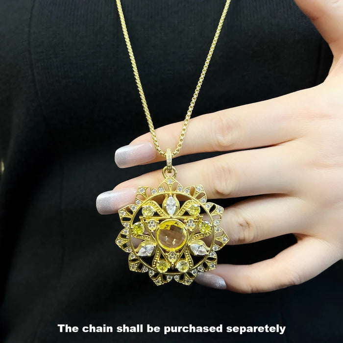 925 Sterling Silver Sun Chakra Pendant Solar Plexus Jewelry For Women