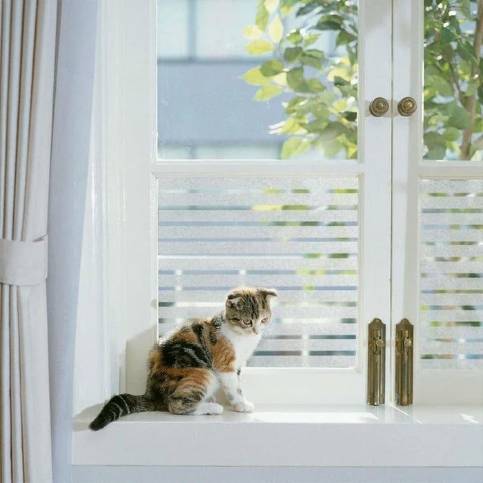 Striped Frosted Window Film - Privacy Sticker