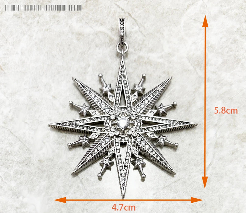 925 Sterling Silver Sun Star Cz Pave Pendant Fine Jewelry For Men & Women