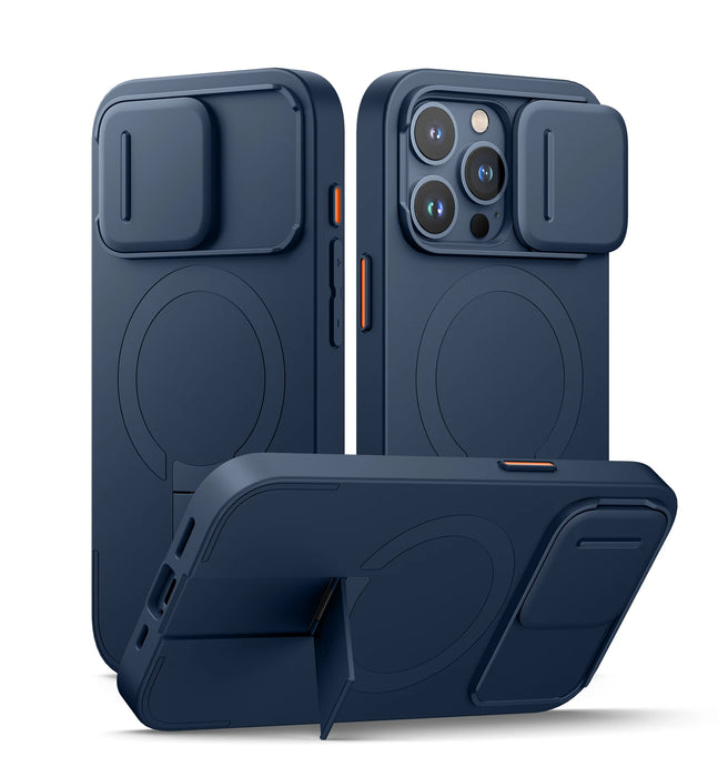 For Iphone 15 Pro Max Magsafe Shockproof Bumper Slim Protective Case With Magnetic Camera Slide And Kickstand