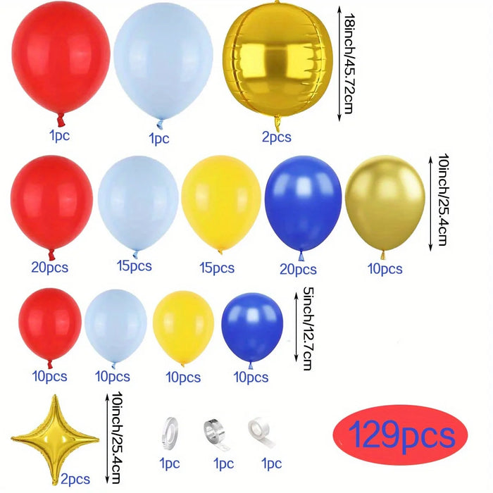 121Pcs Super Man Blue Red Yellow Balloon Wreath Arch Set 10” Boy'S Birthday Party Interior Decoration Supplies Party Needs