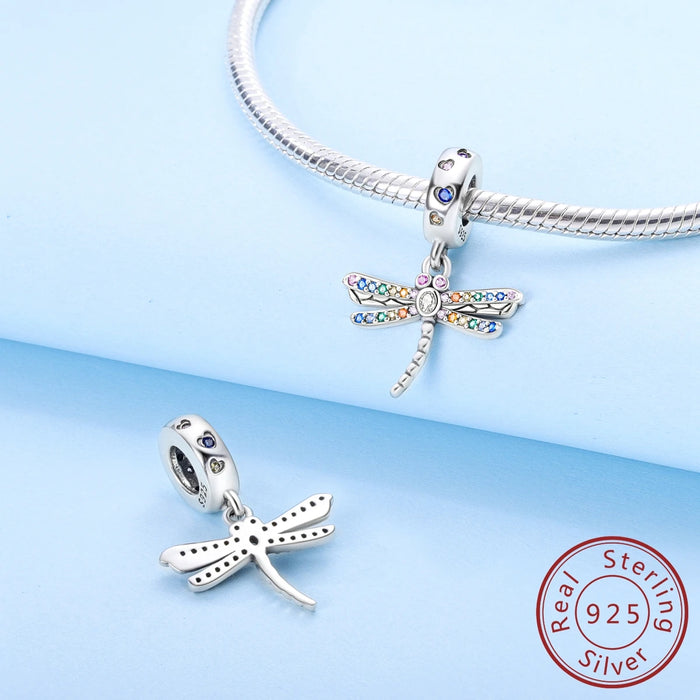 925 Sterling Silver Summer Dragonfly Pendant Charm For Women Bracelet