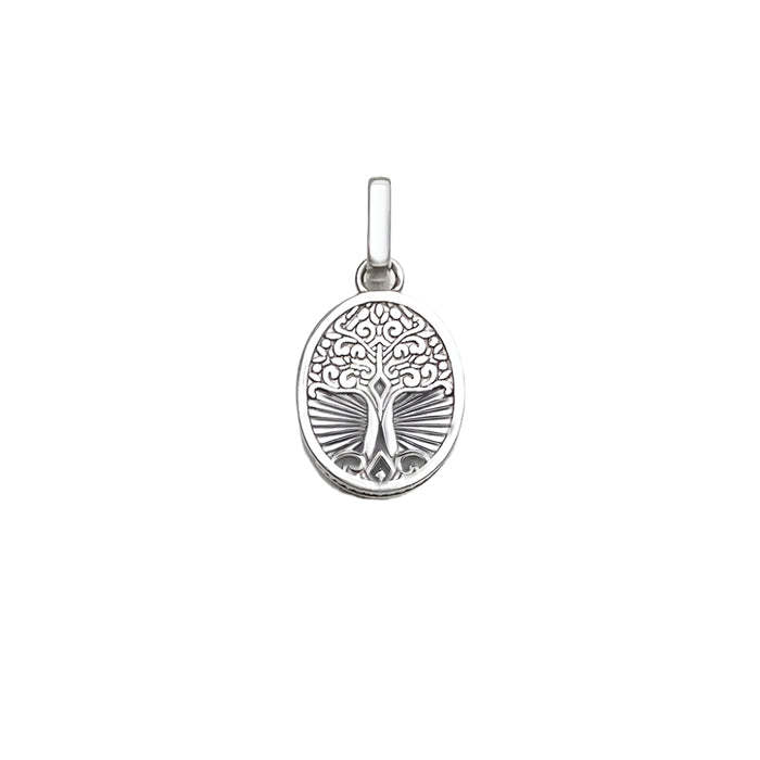 925 Sterling Silver Stylised Tree Oval Pendant Summer Fashion Mystical Dimension Gift For Her