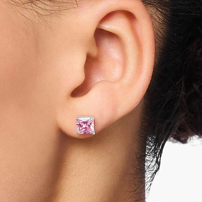 925 Sterling Silver Square Princess Cut Stud Earrings