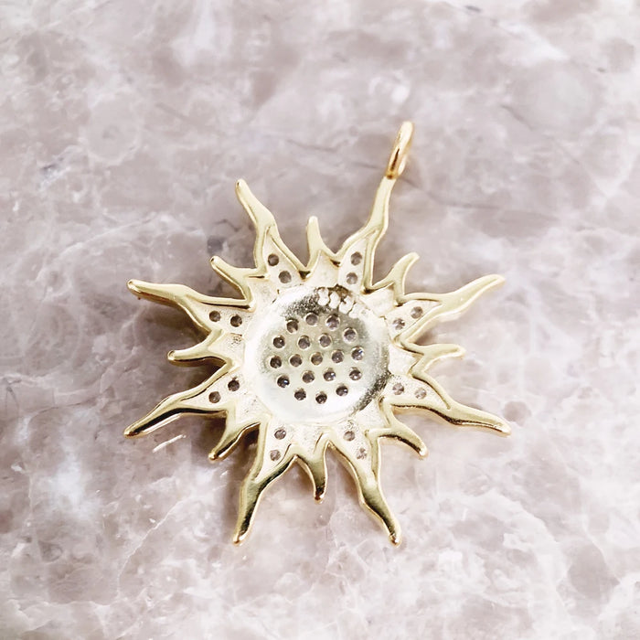 925 Sterling Silver Sun Star Cz Pave Pendant Fine Jewelry For Men & Women