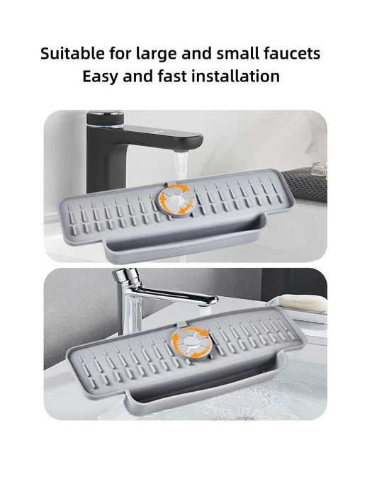 Silicone Kitchen Sink Splash Guard And Draining Mat Keep Countertops Dry