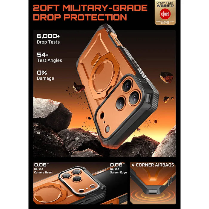 For Iphone 17 Pro Ub Grip Pro Heavy Duty Rugged Magnetic Phone Case With Built-In Tempered Glass Screen Protector