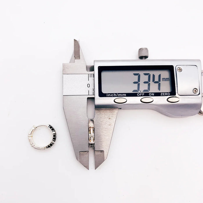 925 Sterling Silver Bamboo Black Creole Hinged Hoop Earrings Europe Glam Fine Jewelry For Women & Men