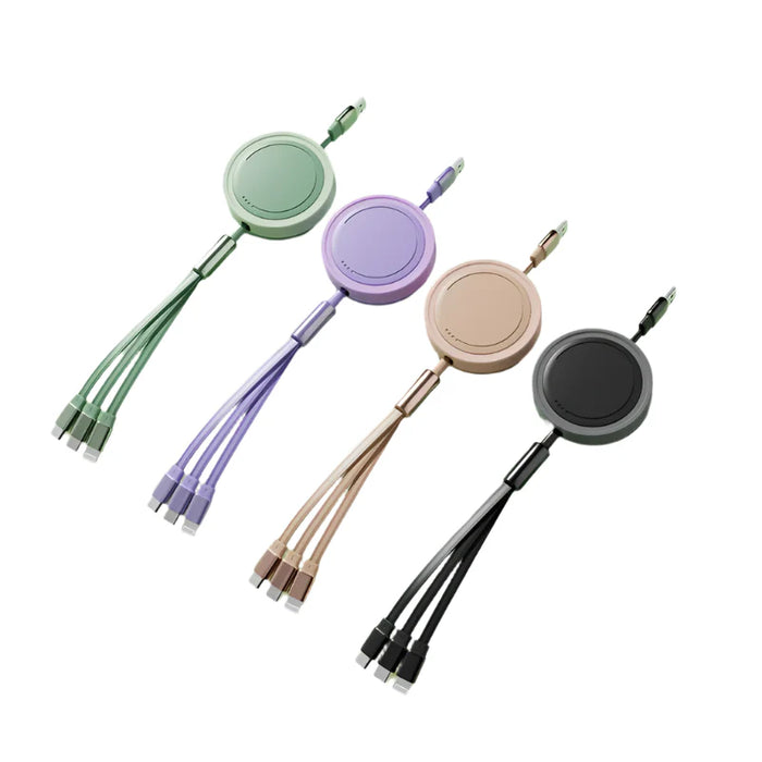 3 In 1 Fast Usb Charger Cord For Smartphones Portable & Colourful