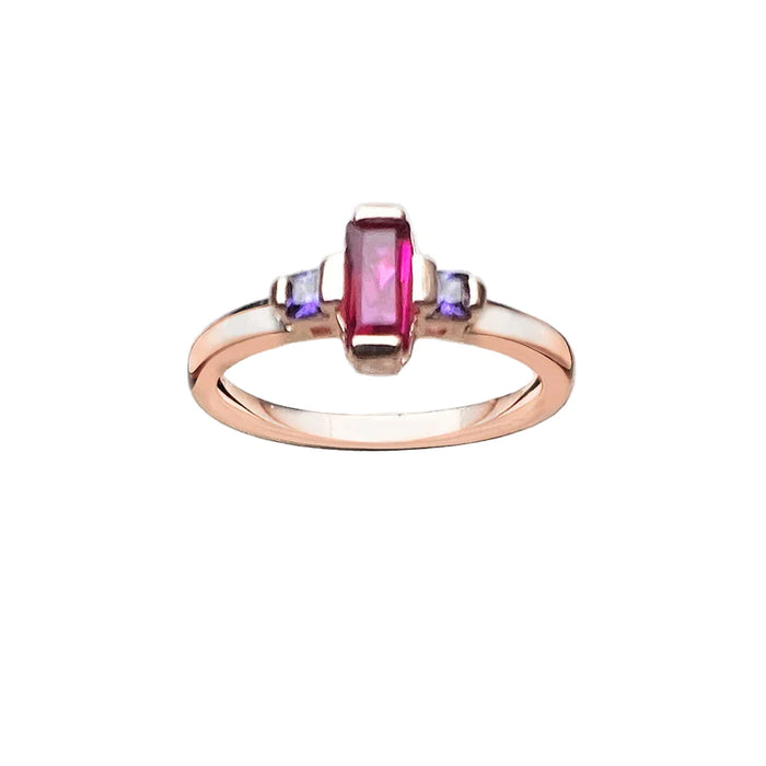 925 Sterling Silver Baguette Cut Ring Rose Gold Europe Style Fine Jewelry For Women