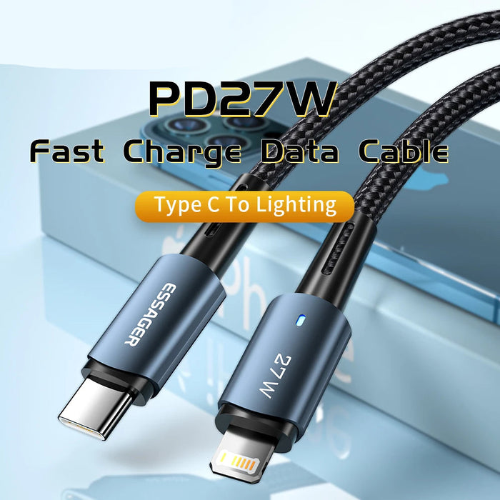 27W Usb C Cable For Iphone 14 13 12 11 Pro Max Xs 20W Fast Charging Cable Type C To Lighting Date Wire For Ipad Macbook