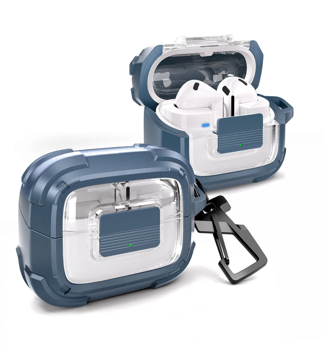 For Samsung Galaxy Buds3 Pro Shockproof Clear Protective Rugged Bumper Case With Secure Lock Carabiner Keyring