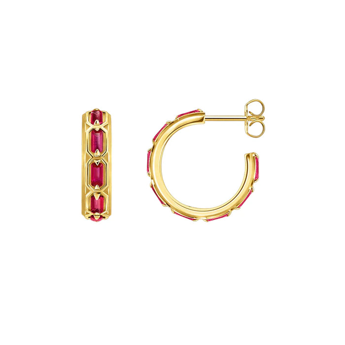 925 Sterling Silver Red Crocodilian Armor Hoop Earrings Europe Style Unisex Rebel