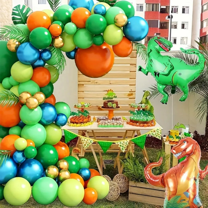 146Pcs Dinosaur Balloon Wreath Set - Birthday And Outdoor Celebration Dinosaur Party Decoration Jungle Theme Party Decoration