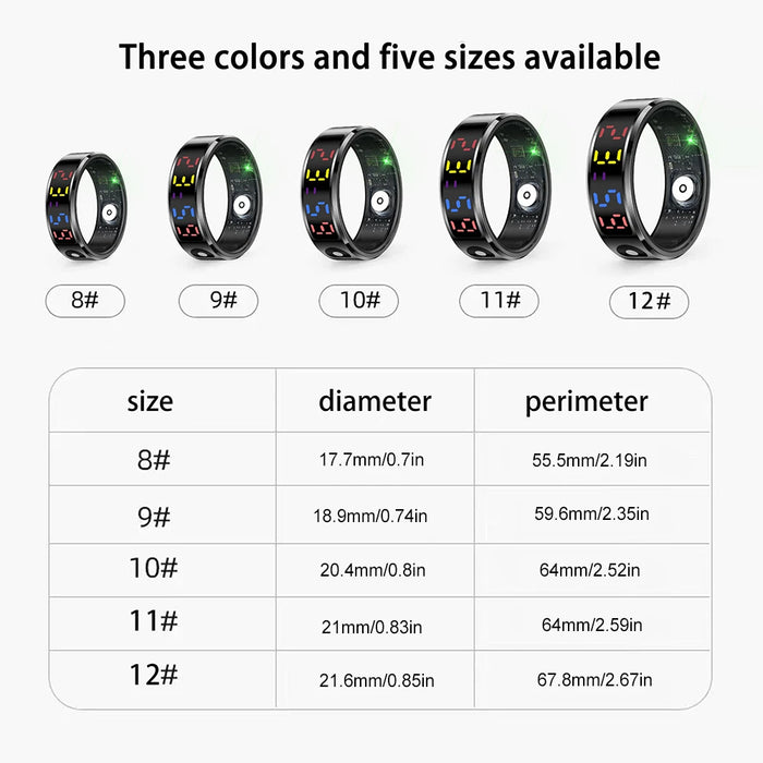 R12 Smart Ring With Display Screen And Touch Heart Rate Blood Oxygen Monitor Ring Tracker Monitor Fitness Ring For Android Ios