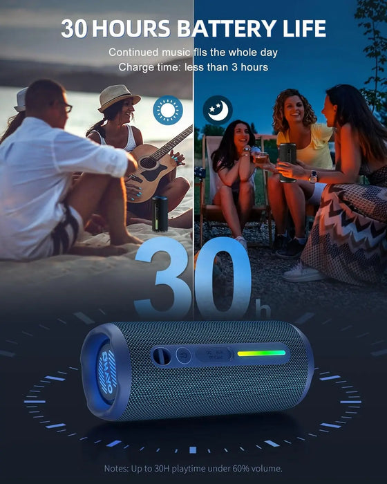 Waterproof Bluetooth Speaker With Lights 24W Stereo Sound