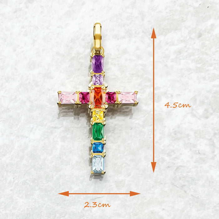 925 Sterling Silver Gold Plated Pendant With Colourful Stones Faith Gift For Women