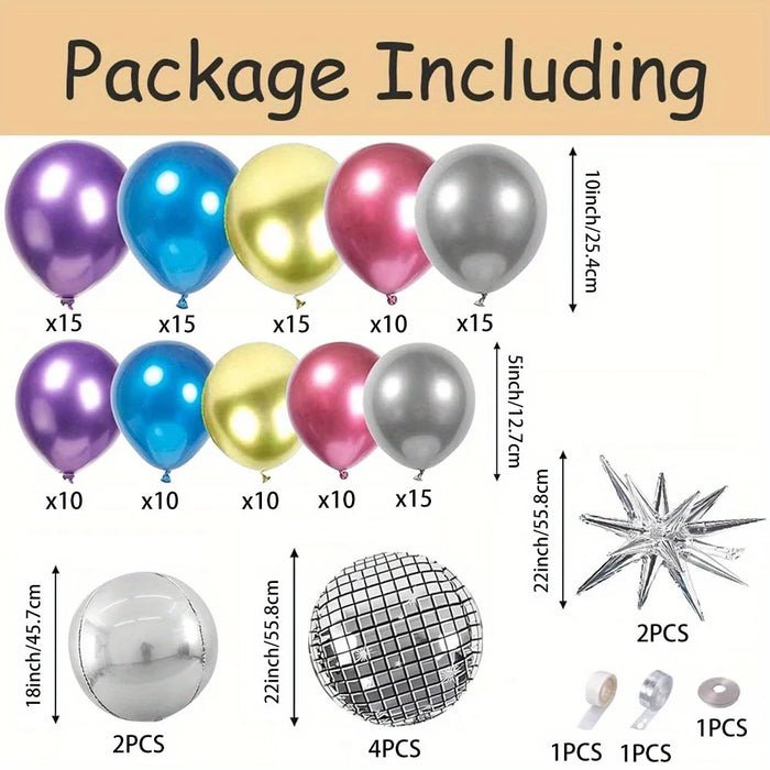 121Pcs Retro Disco Carnival Theme Balloon Set For Birthday Adult Hawaiian Dance Summer Party Carnival Theme Decoration