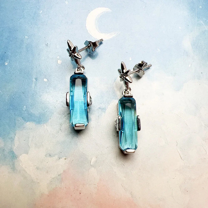 925 Sterling Silver Blue Star Stud Earrings Real