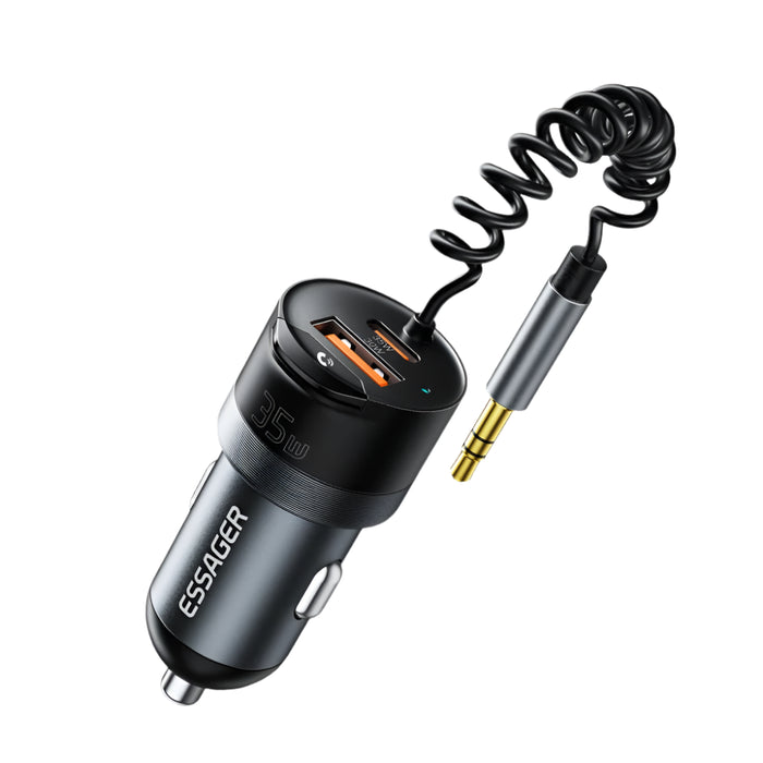 Bluetooth 5.3 Car Charger 3.5Mm Aux Adapter Pd35W Qc30W Car Fast Charger For Iphone 16 15 Pro Huawei Xiaomi Samsung Ipad