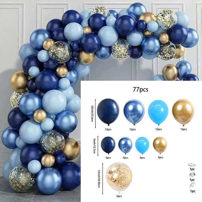Blue Metallic Balloon Garland Set Gold Balloon Arch Birthday Party Decoration Wedding Birthday Christening