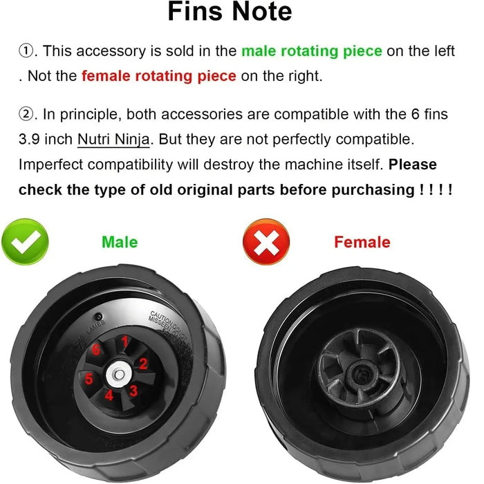 6 Fins Pro Extractor Blade For Nutri Ninja Auto Iq Bl480W-70 Bl480D-30Dob Bl450-70 Bl451-70 Bl454-70 Bl455-70 Bl481-70 Bl482-70