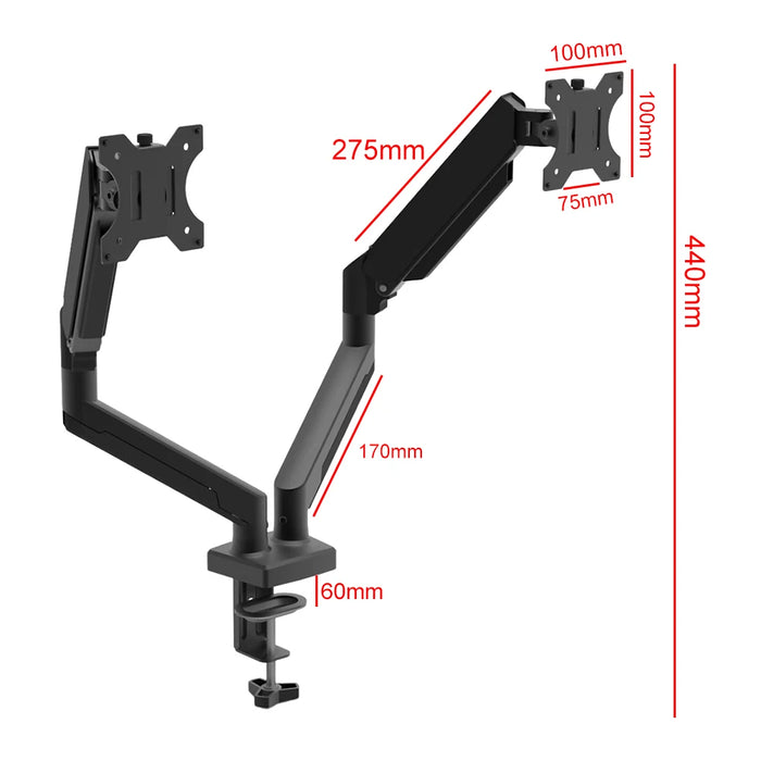 Dual Monitor Desk Mount Adjustable Height And Angle Monitor Arm Desk Stand Display Bracket For 13 To 32 Inch Computer Screens
