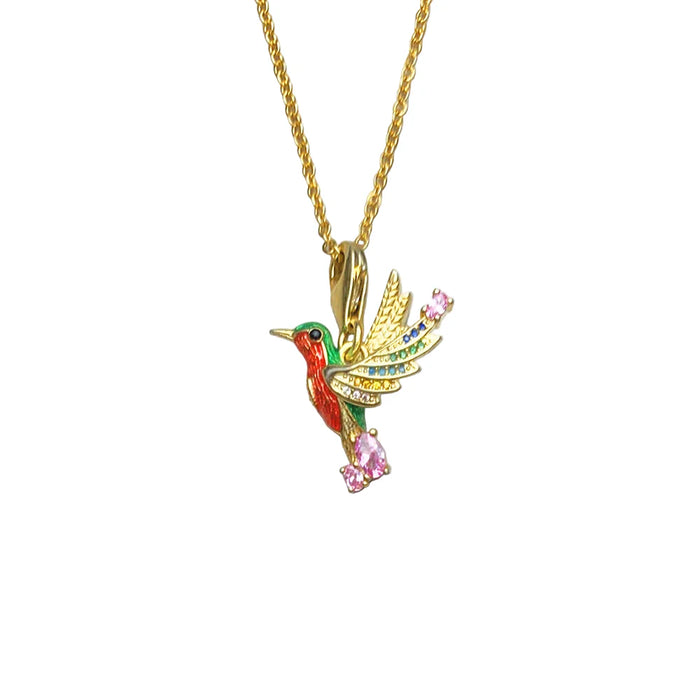 925 Sterling Silver Boho Hummingbird Necklace Colourful Jewelry For Women