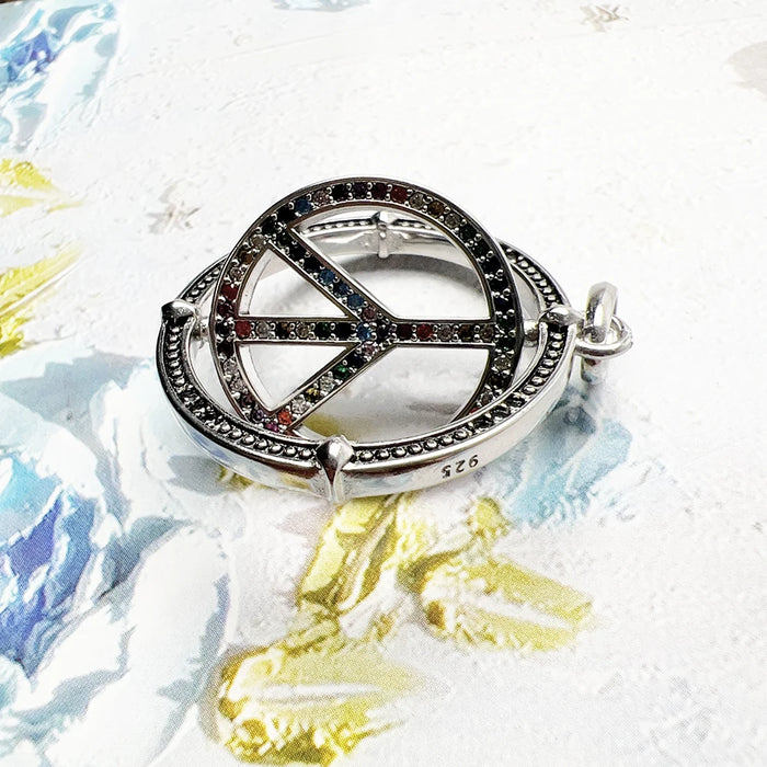 925 Sterling Silver Colourful Peace Pendant Fine Jewelry For Women