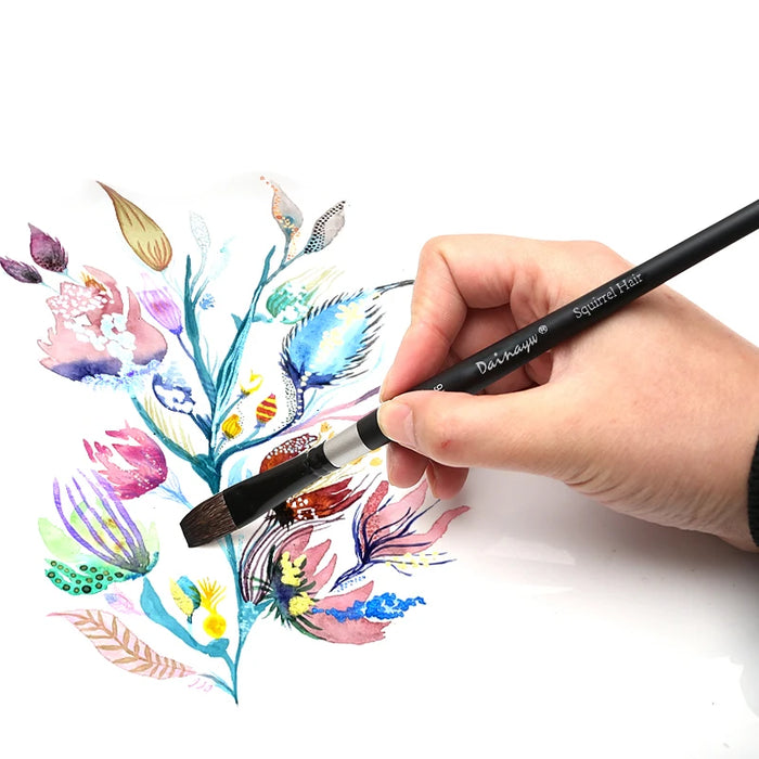 Professional Flat Watercolour Brush Set