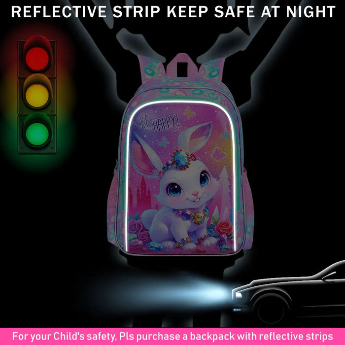 3 Piece Girls Backpack Set 16 Inch Bookbag With Lunch Box For Elementary School