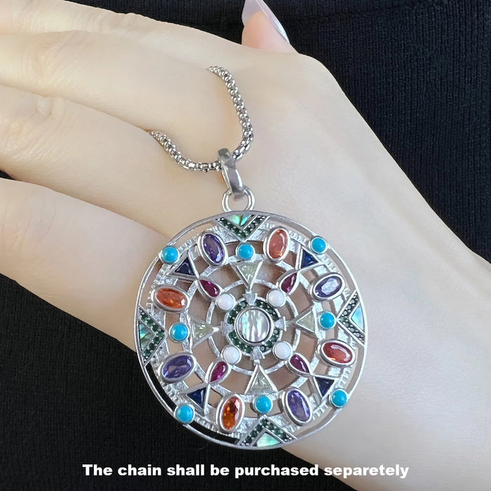925 Sterling Silver Bohemia Colourful Amulet Pendant Paradise Journey Gift For Women