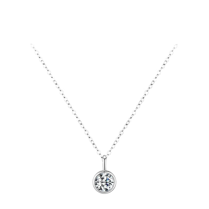 925 Sterling Silver 1Ct D Colour Round Moissanite Pendant Necklace