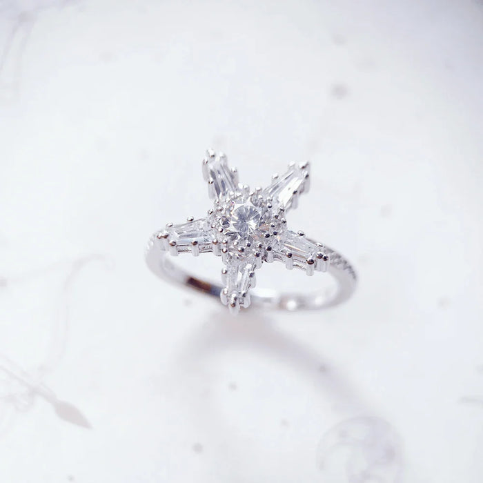 925 Sterling Silver White Star Ring Elegant European Style Fine Jewelry For Women Timeless Super Deals