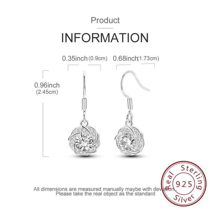 925 Sterling Silver Sparkling Gemstone Drop Earrings
