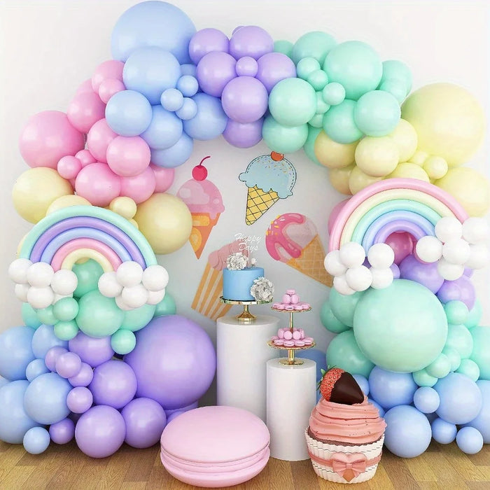 141Pcs Rainbow Unicorn Balloon Wreath Set With Colourful Candy Macaron Balloons For Wedding Birthday And Party Decoration