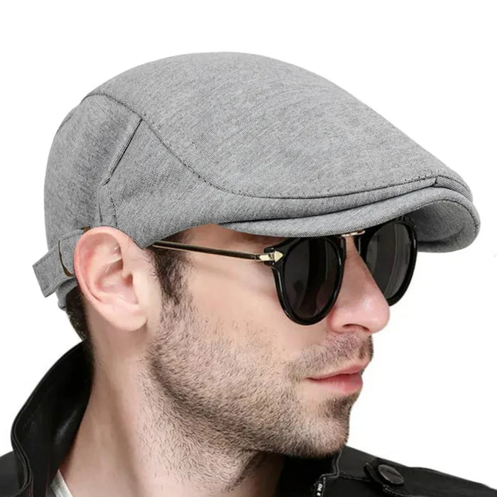 Men Solid Color Newsboy Cap Adjustable British Painter Hat For Spring / Autumn