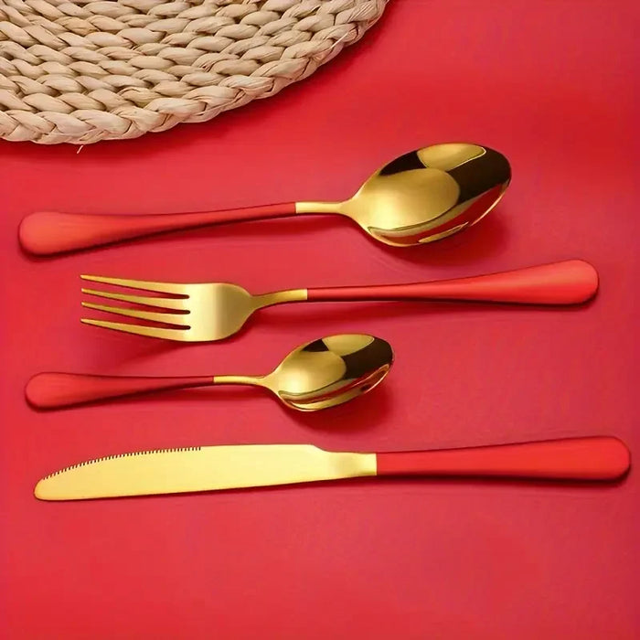 30 Piece Stainless Steel Christmas Tableware Set