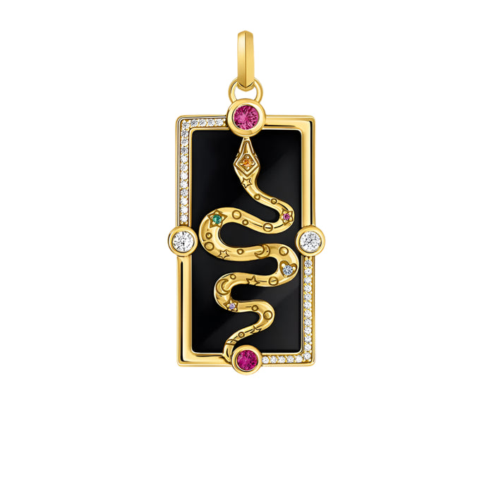 925 Sterling Silver Bohemian Snake Talisman Pendant Yellow Gold Plated Fine Jewelry Accessory For Women