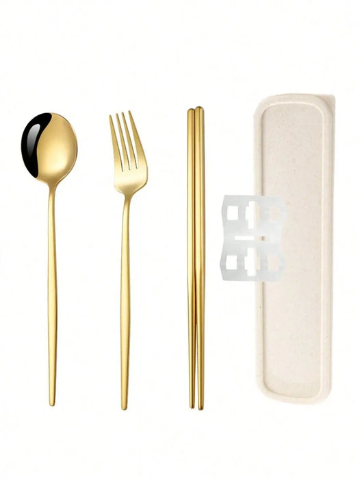 3 Piece Stainless Steel Cutlery Set With Storage Box Perfect For School Or Picnics