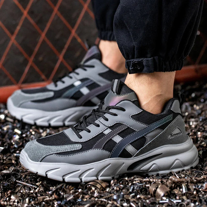 Mens Steel Toe Work Shoes - Puncture Proof Safety Sneakers Protective Footwear For Work