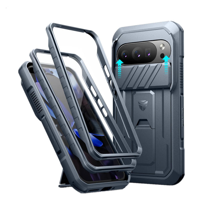 For Google Pixel 10 / 10 Pro Rugged Bumper Shockproof Case With Slide Camera Case And Built-In Screen Protector Kickstand
