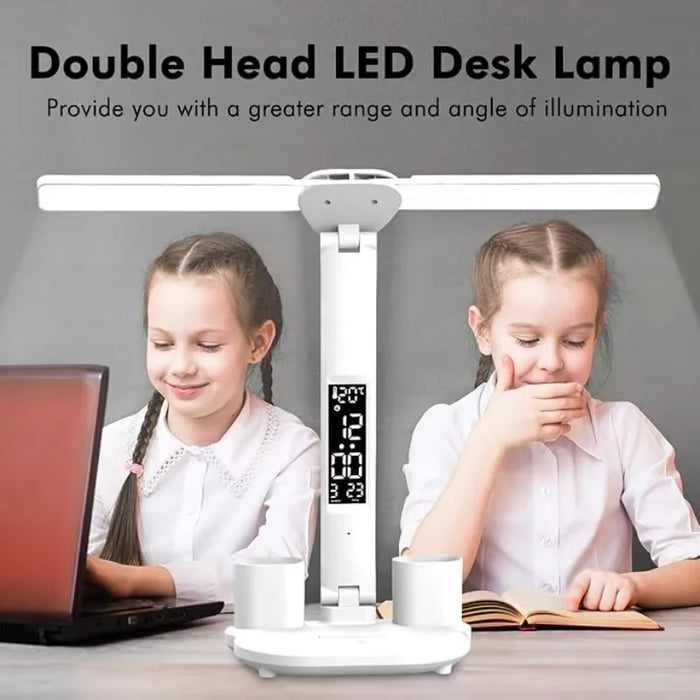 Rechargeable Led Desk Lamp With Dimmable Clock