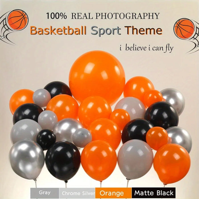 136Pcs Sports Theme Orange Basketball Balloon Garland Arch Kit Foil Starburst Balloons For Graduation Birthday Party Decorations