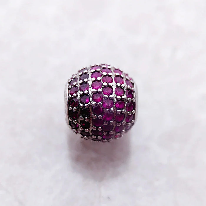 925 Sterling Silver Romantic Pave Beads Rose Stone Diy Jewelry Accessory For Women