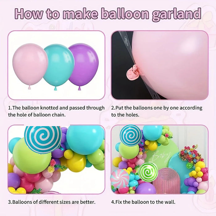 131Pcs Rainbow Lollipop Balloon Garland Decoration Set Birthday Party Pride Month Indoor And Outdoor Style Decoration