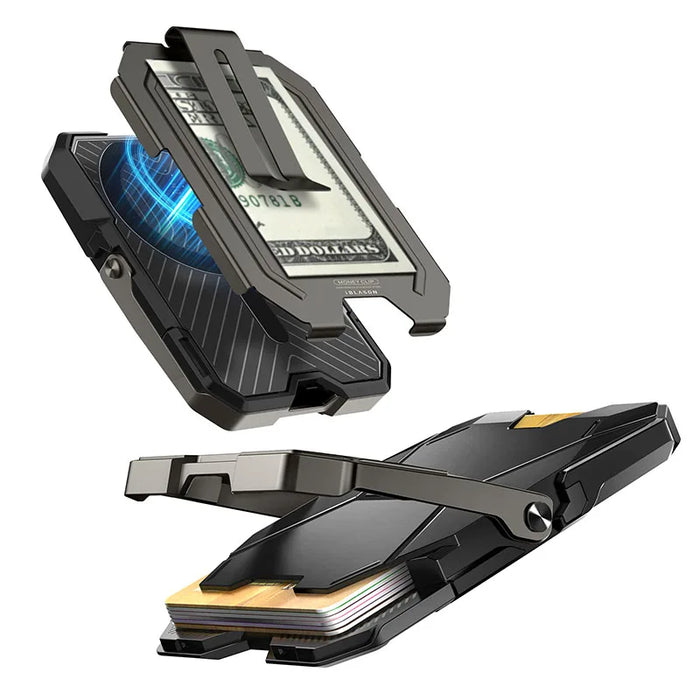 For Iphone 16 / 15 / 14 / 13 / 12 Magsafe Wallet With 6 Cards Holder Stand Metal Lock Case