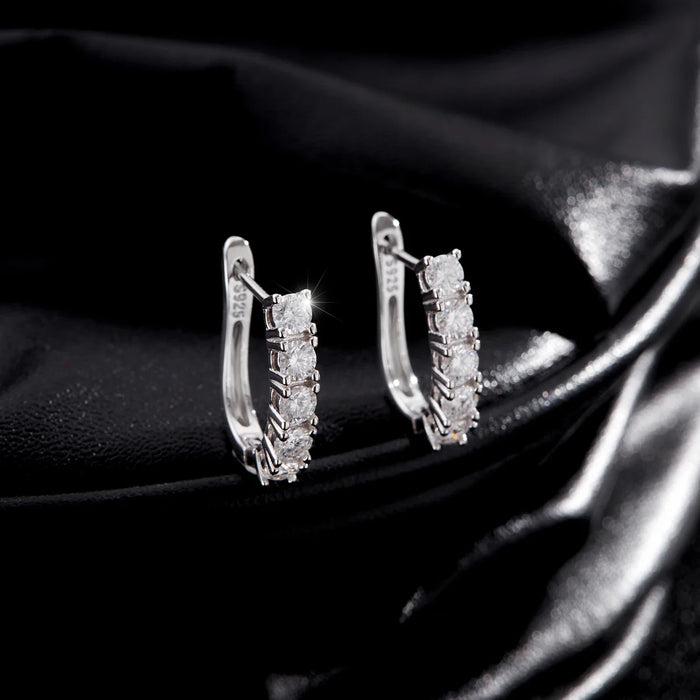925 Sterling Silver U-Shaped Moissanite Earrings For Women