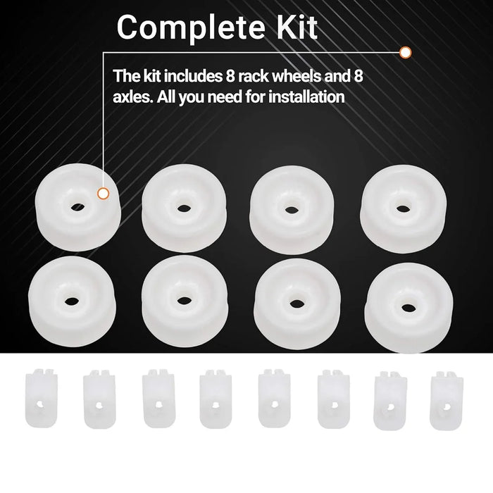 Wd12X271 Dishwasher Roller Wheels & Axle 8- Pack Compatible With Hotpoint Kenmore Ge Ap2039084 Ah259136 Ea259136 For Lower Rack